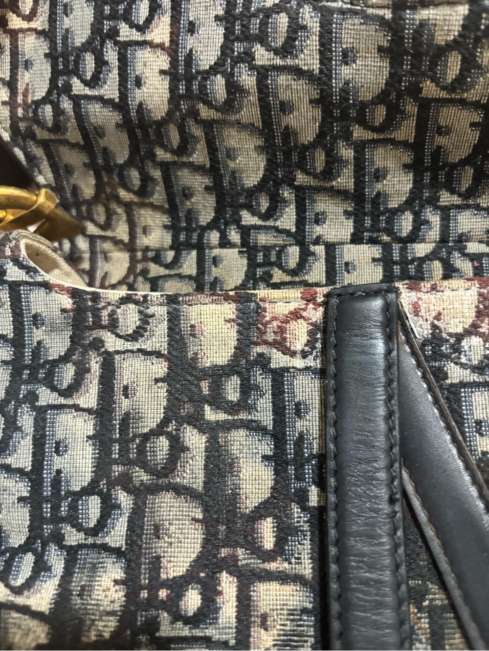 Dior Monogram Saddle Shoulder Bag in Gray and Black with Gold 'D' Charm - Picture 5 of 8